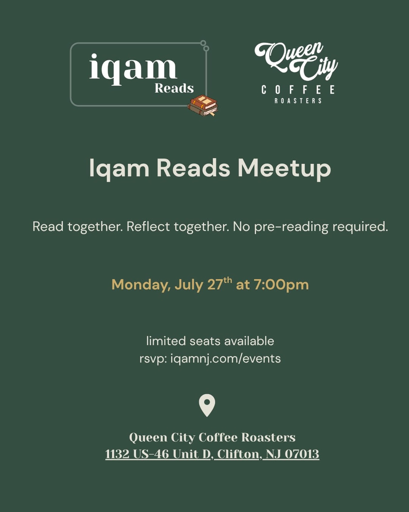 Join us for our next Iqam Reads gathering - a low-barrier, welcoming book club created for reflection, conversation, and community. No pre-reading required and no pressure to “keep up.”

⏰Every other Monday at 7pm

🔗Join the group chat via the link in bio